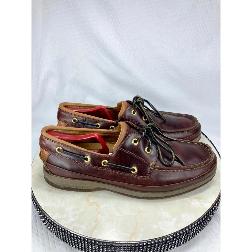 Sperry Gold Cup ASV Amaretto Boat Shoes Mens 10 Brown Leather 2-Eye Deck Loafers